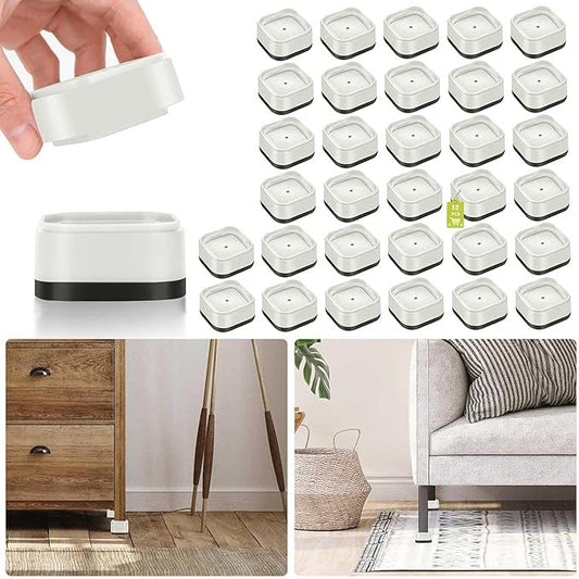 32 Pack Furniture Risers 1 Inch, Adjustable Bed Risers Heavy Duty for Table Desk Couch Chair Sofa Cabinet Bed Legs Dorm, Square Stackable Bed Raisers Blocks Lift Height 1", 2" or 3", White