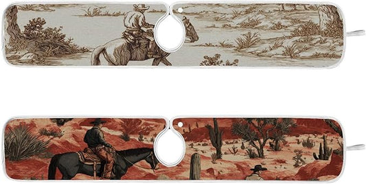 2 PCS Kitchen Sink Splash Guard 30 Inch Faucet Mat for Kitchen Sink Bathroom Sink Faucet Absorbing Drip Drain Mat Pad Microfiber Soft Washable Brown Red Cowboys Horses Cactus Desert
