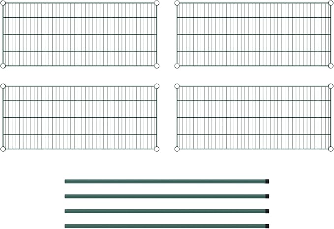 Commercial NSF Listed Green Epoxy Stationary Wire Shelving Kit 18" x 42" x 54", with 4 Shelves Perfect for Warehouse, Walk-in Refrigerator, Freezer, Grocery Store, Restaurant, Dishroom