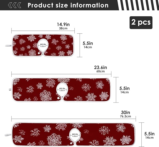 2 PCS Kitchen Sink Splash Guard 23.6 Inch Faucet Mat for Kitchen Sink Bathroom Sink Faucet Absorbing Drip Drain Mat Pad Microfiber Soft Washable Red Christmas Gingerbread Snowflakes