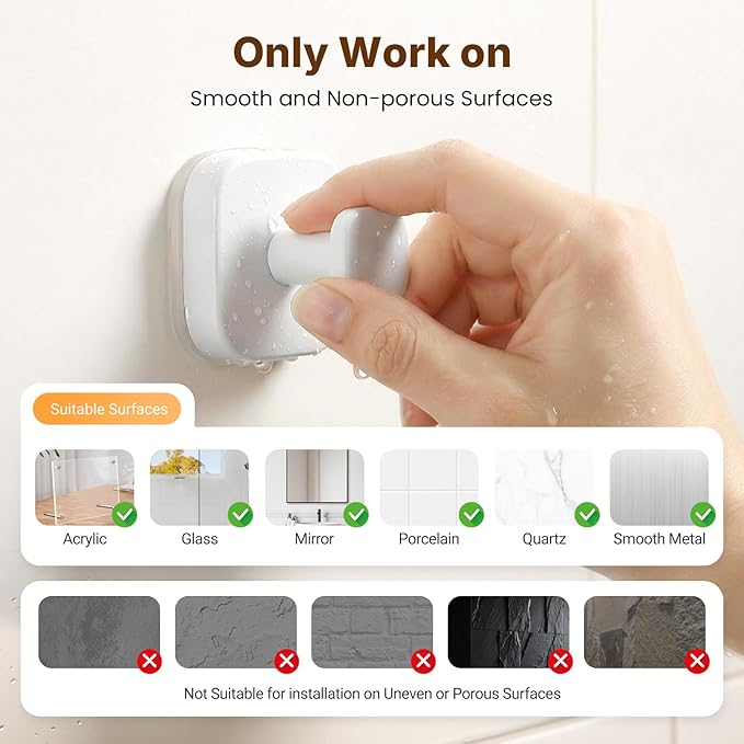 Zrpot 3 PCS Bathroom Hooks for Towels, Suction Cup Hooks for Shower, Door Hooks for Hanging Robe Loofah Removable Wall Hooks for Kitchen Glass Window White