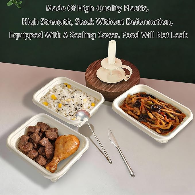 FUailiYY 30 Packs Disposable 30 Ounce Square Meal Prep Container, biodegradable clamshell containers, Thickened Food Storage Container With Lid, Stackable.