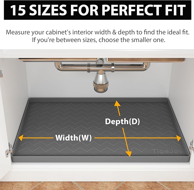 TigeJoy 28" x 22" Under Sink Mats for Kitchen Waterproof