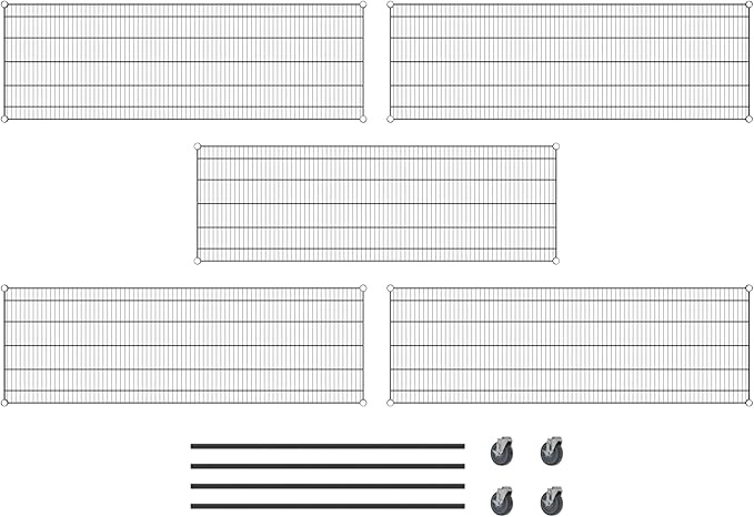 Commercial NSF Listed Black Epoxy Mobile Wire Shelving Kit 24" x 72" x 60", with 5 Shelves Perfect for Warehouse, Walk-in Refrigerator, Freezer, Grocery Store, Restaurant, Dishroom