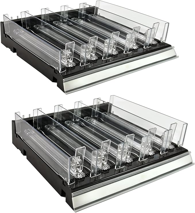 Azar Displays 225830-TALL-BLK Adjustable Tall Divider Bin Cosmetic Tray with Pushers - Customize Slot Size to Product, Black 2-Pack
