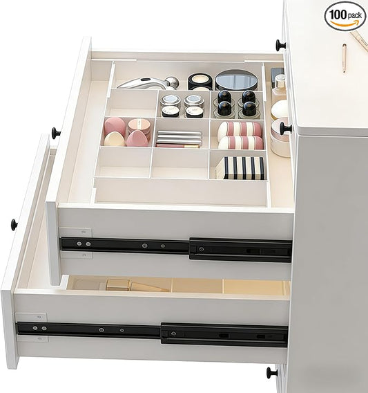 9 Compartments 4-Way Expansion Drawer Storage Box - Removable Divider for Space Saving and Organization for Cosmetics, Kitchen Utensils and Office Desk Essentials