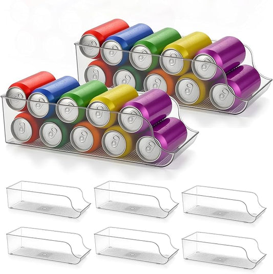 6 Pack Soda Can Organizer, Drink Organizer for Fridge, Clear Kitchen Pop Can Storage Organizer Soda Dispenser for Refrigerator Pantry