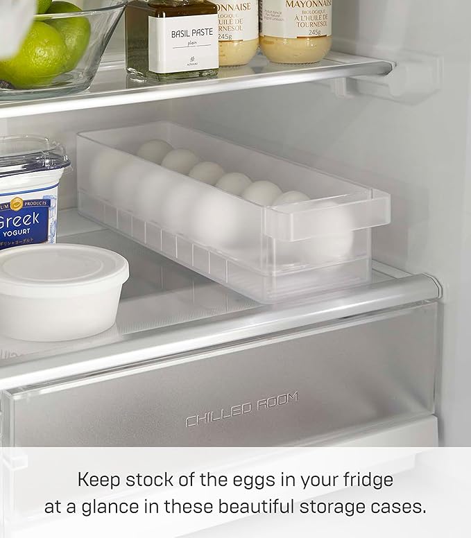 Yamazaki Home Tower Egg Holder Organizer for Refrigerator Or Counter - Kitchen Food Storage, Stackable Fridge Drawer - Eggs - Abs Plastic -