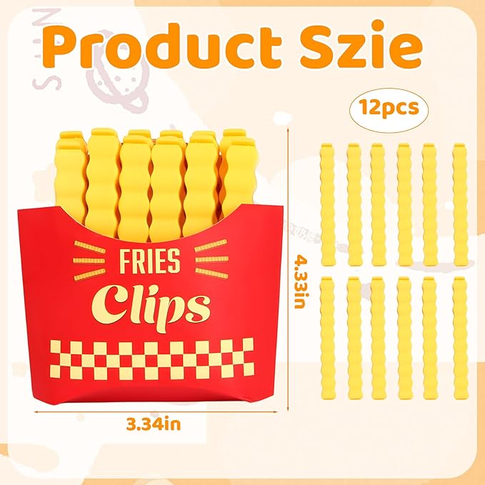 Magnetic Chip Clips, Fun Chip Clips for Kitchen Organization, Potato Chip Bag Clips with Magnetic Backing, Funny and Cute Food Bag Clips for Snacks Storage, Set of 12