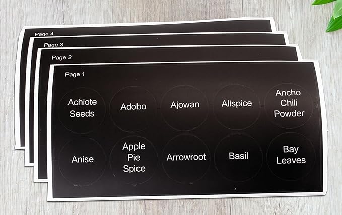 Orii Spice Labels - Black Round - 160 Pre-Printed +20 Blank