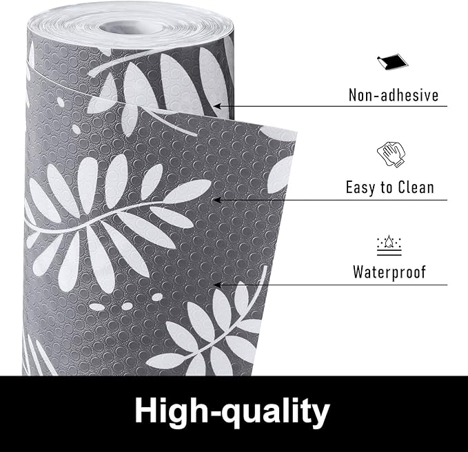 Cooyes Shelf and Drawer Liners for Kitchen Cabinets, Non Adhesive Cabinet Liner, EVA Waterproof Durable Non-Slip Drawer Mats for Shelves, Refrigerator, Storage, Desks（11.8" W x 118" L）