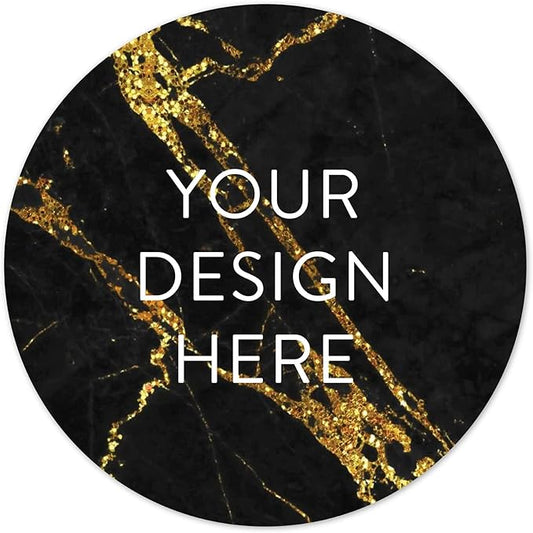 100 Custom Vinyl Stickers - Upload Your own Image, Text, Design, Logo - Personalized Logo Labels for Handmade, Packaging, Bottle, Jars, Candle, Brand Stickers (Black Gold Marble, 1x1)