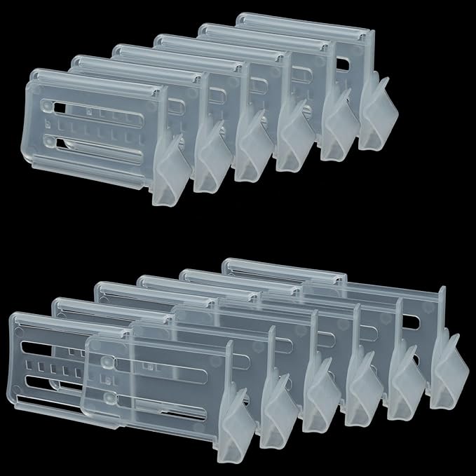 12 PCS Adjustable Fridge Divider, Clear Organizer Clip Retractable Organizer Divider, Plastic Storage Box for Home/Kitchen/Office