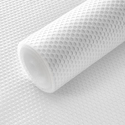 Shelf Liners, 12'' X 10ft Kitchen Drawer Mats, Non-Slip & Non-Adhesive EVA Cabinet Liner Shelf Paper for Dresser Pantry Bathroom Cabinet Lining Refrigerator Liner (Clear Dot)