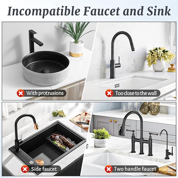 PoYang 24 inch Faucet Mat for Kitchen Sink Splash Guard, 7° Slope Silicone Sink Water Splash Guard for Kitchen Sink Area with Snap, Longer Sink Protectors for kitchen Sink Sponge Holder, Light Grey