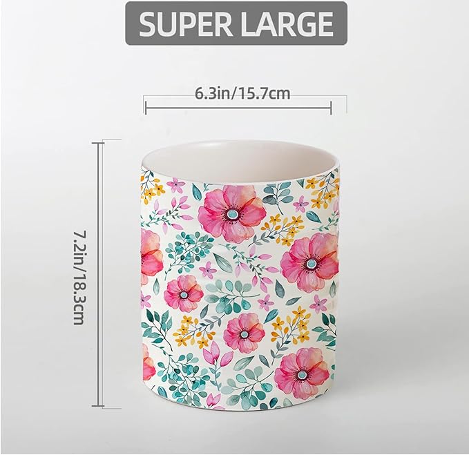 Kitchen Utensil Holder,7.2-inch Extra Large Sturdy Ceramic Garden Floral Pattern Utensil Crock,Cooking Utensil Organizer for Kitchen Counter Decor,Storage Caddy Farmhouse Gift Purple Flowers