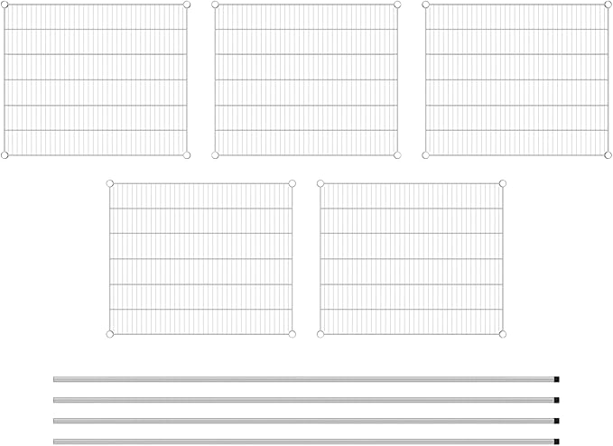 Commercial NSF Listed Chrome Stationary Wire Shelving Kit 30" x 36" x 96", with 5 Shelves Perfect for Warehouse, Walk-in Refrigerator, Freezer, Grocery Store, Restaurant, Dishroom