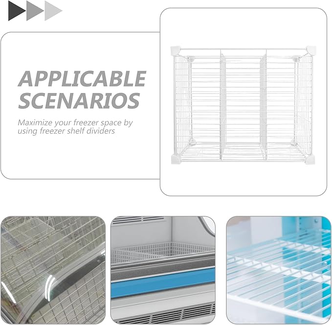 Chest Freezer Divider Storage Organizers, 3 Compartments Mesh Metal Basket, Modular Shelf Separator, Freezer Organization Tray, Refrigerator Drawer Bin