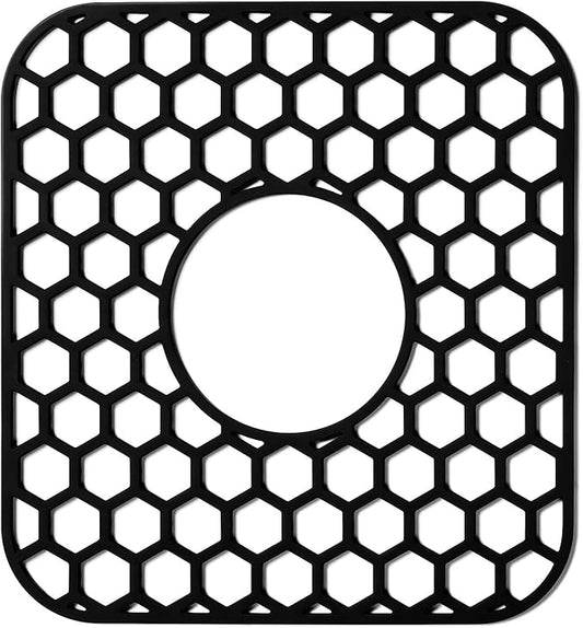 Bestjing Silicone Sink Protectors for Kitchen Sink - 12" x 11" Kitchen Grid Accessory, Non-Slip Heat-Resistant Mat for Bottom of Porcelain Stainless Steel, Dishwasher Safe (Black)
