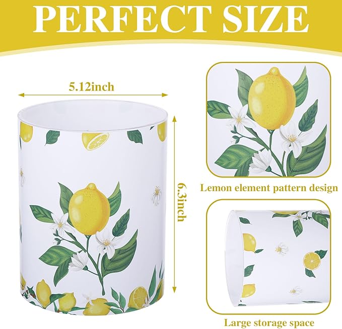 Kitchen Decorations Utensil Holder Acrylic Utensil Crock 6.3 Inch Spoon Kitchen Organizer for Countertop Coffee Spoon Holder Jar for Cooking Tools (Lemon)