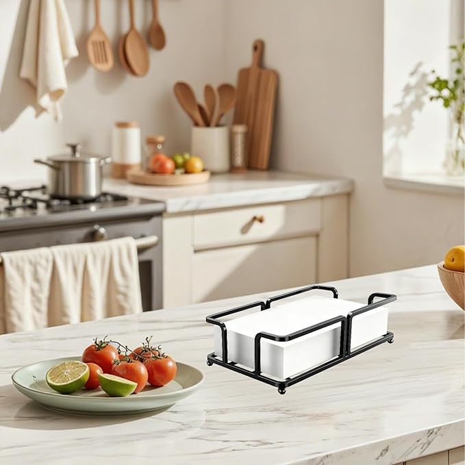 Bathroom Napkin Holder Bathroom Paper Towel Holder Bathroom Guest Towel Holder Tray for Bathroom Napkin Holder Guest Towels Disposable, Bathroom, Kitchen Dinning Table.Black