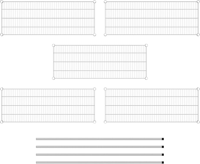 Commercial NSF Listed Chrome Stationary Wire Shelving Kit 18" x 48" x 64", with 5 Shelves Perfect for Warehouse, Walk-in Refrigerator, Freezer, Grocery Store, Restaurant, Dishroom