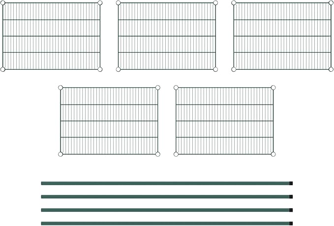 Commercial NSF Listed Green Epoxy Stationary Wire Shelving Kit 21" x 30" x 74", with 5 Shelves Perfect for Warehouse, Walk-in Refrigerator, Freezer, Grocery Store, Restaurant, Dishroom