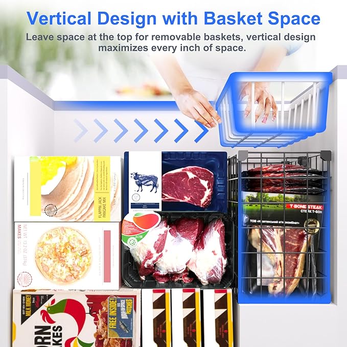 MASHDE Freezer Organizer Bins, Freezer Dividers for Deep Chest Freezer Compressor Area, Black Wire Basket Shelf for Food Storage Kitchen Refrigerator Organization (Medium)