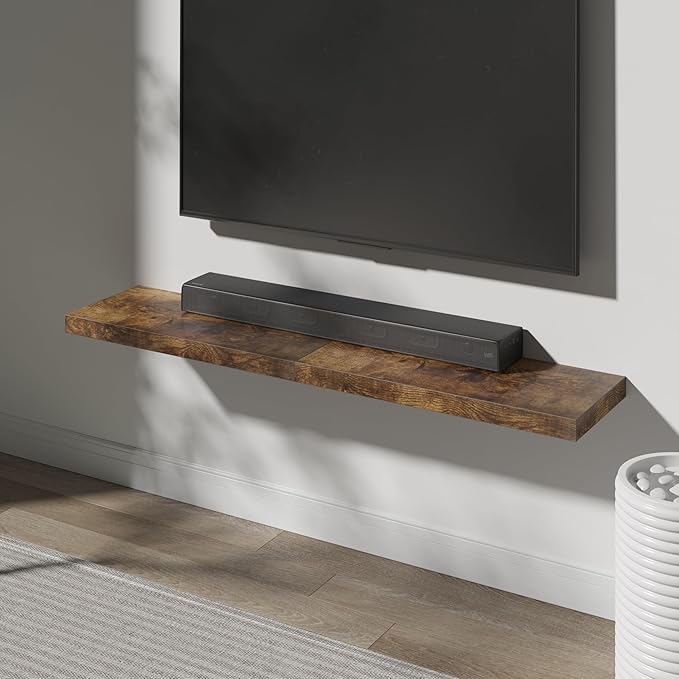Floating Shelf, Set of 3 Wall Shelf, 30 in W x 12.75 in D x 2 in H Wooden Floating Wall Shelf with Invisible Brackets for Living Room/Bedroom/Bathroom/Kitchen Storage and Decor, Rustic Brown