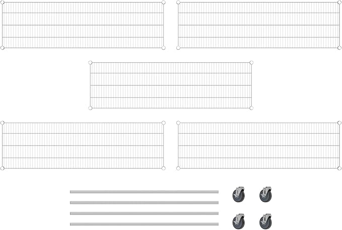 Commercial NSF Listed Chrome Mobile Wire Shelving Kit 18" x 60" x 60", with 5 Shelves Perfect for Warehouse, Walk-in Refrigerator, Freezer, Grocery Store, Restaurant, Dishroom