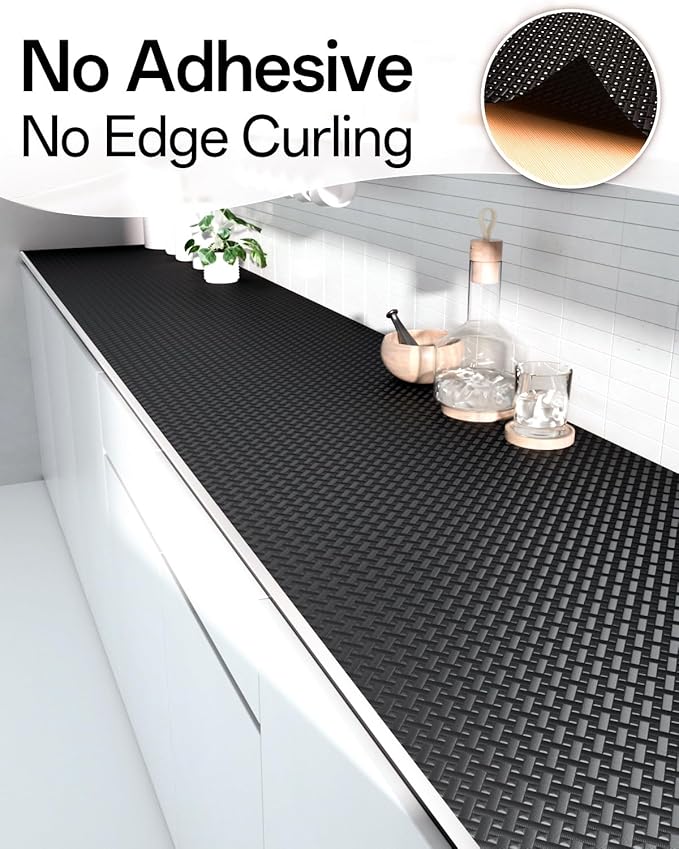 Shelf and Drawer Liner for Kitchen Cabinet, Non-Adhesive 12in x 360in Waterproof Contact Paper Refrigerator Liners Thickened Durable EVA Material Non Slip Mat for Dresser Cupboard Pantry Protector