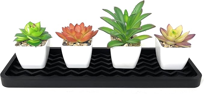 Happitasa Silicone Kitchen Sink Organizer Tray, Sponge Holder and Countertop Protector | Bathroom and Kitchen Soap Dish and Dispenser Tray (Mocha, 12" x 4", 9.2 Ounces, Zigzag)