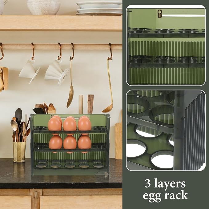 Homoyoyo Storage Rack for Refrigerator Sturdy Plastic Holder Organizer with Design for Fridge Door Keeps Eggs Safe and Neat for Home and Kitchen