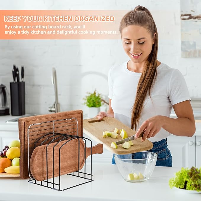 5-Slot Cutting Board Organizer, Bakeware Organizer, and Kitchen Cabinet Organizer for Baking Trays and Cookie Sheets - Black (Mix Pack 2pcs)