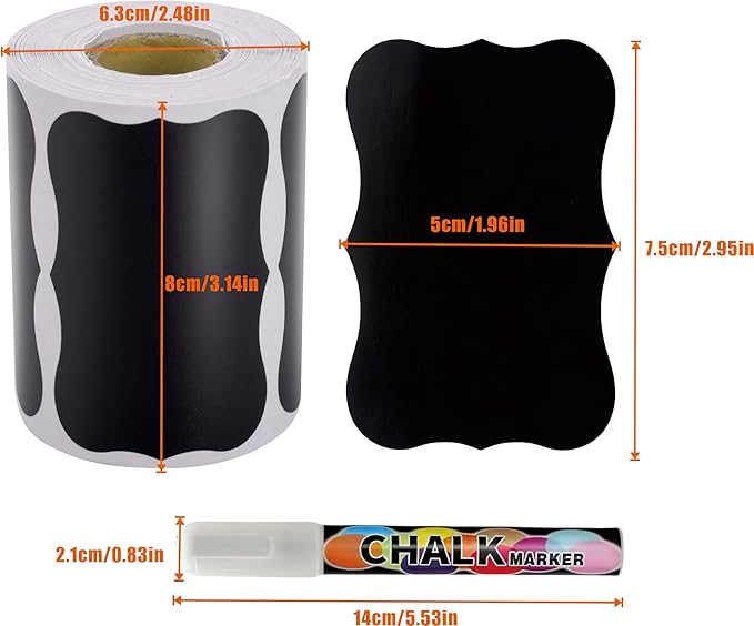 Kitchen Pantry Chalk Labels for Mason Jar Labels Glass Food Containers Bottles Chalkboard Sticker Removable Erasable Reusable Writable Label to Write On Black Organization Labels (2 Rolls 360 Labels)