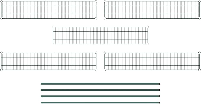 Commercial NSF Listed Green Epoxy Stationary Wire Shelving Kit 12" x 60" x 74", with 5 Shelves Perfect for Warehouse, Walk-in Refrigerator, Freezer, Grocery Store, Restaurant, Dishroom