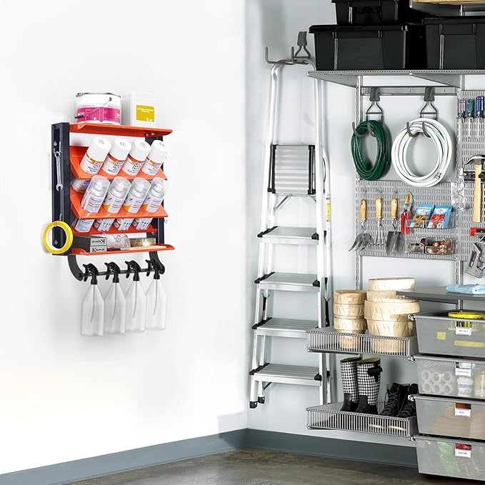 WALMANN Wall Mounted Spray Paint Can Holder, Heavy Duty Metal Can Storage Rack for Garage, Holds Up to 100 lbs(Pack of 2)