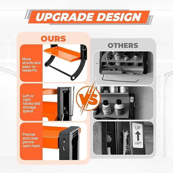 2-Tier Spray Paint Can Holder Rack Wall-Mount, Heavy Duty Spray Bottle Lube Can Organizer, 8 Can Storage Rack with Paper Towel Rod, Ideal for Garage/Workshop/Home,Orange