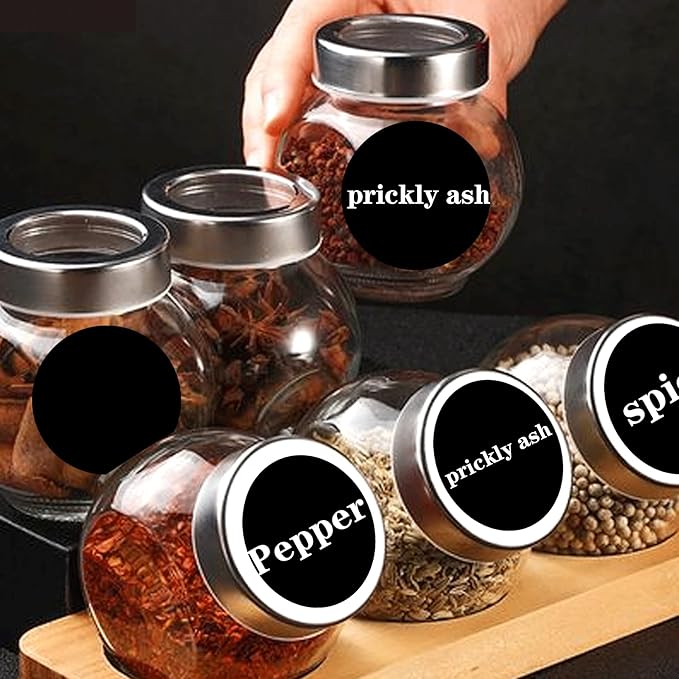 300 Blank Spice Jars Labels –1.5" Round Chalkboard Kitchen Pantry Labels for Canning,Mason or Spice Jars – Waterproof & Repeatable Kitchen Pantry Label Blackboard Stickers Household Organizing Label