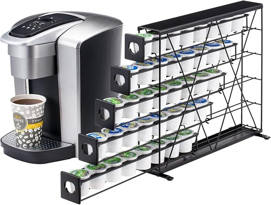 Rice rat k cup Holders for 5 Tier Coffee Pod Holder,Black Metal Space(40 pods)