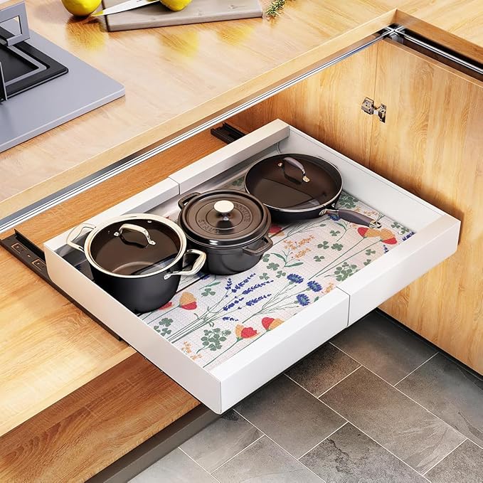 Drawer and Shelf Liner for Kitchen Cabinets Non Adhesive Cabinet Liner Strong Grip Waterproof Kitchen Drawer Liner for Shelves,Refrigerator,Dresser,Cupboard Liners,Easy to Clean 12In x 20Ft