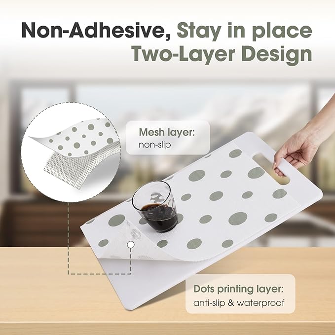 ALIUNI Drawer and Shelf Liner, Non-Slip Kitchen Cabinet Liners Non-Adhesive Thick Strong Grip Waterproof Washable Mats Protect Dresser Shelves Cupboard Bathroom Cabinets, Polka Dot, 12 in X 20 FT