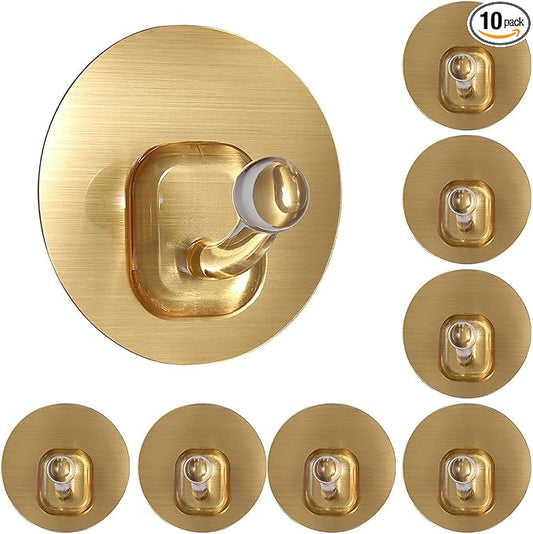 Uten Adhesive Hooks for Hanging 10 Pack, Heavy Duty Wall Hooks 11 lbs, Self Adhesive Waterproof Sticky Robe Towel Hooks for Home, Bathroom, Kitchen, Outdoor