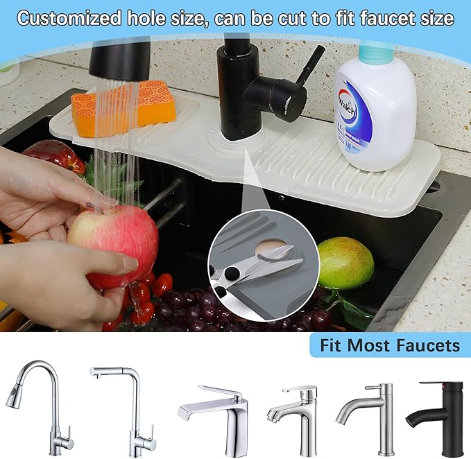 DTXIAQIAO 17.7 * 5.5 Inch Large Non-Slip Base,Multi-Surface Protector for Kitchen,Bathroom,Laundry,RV,Easy Clean Water Deflector Accessory(Milky White)
