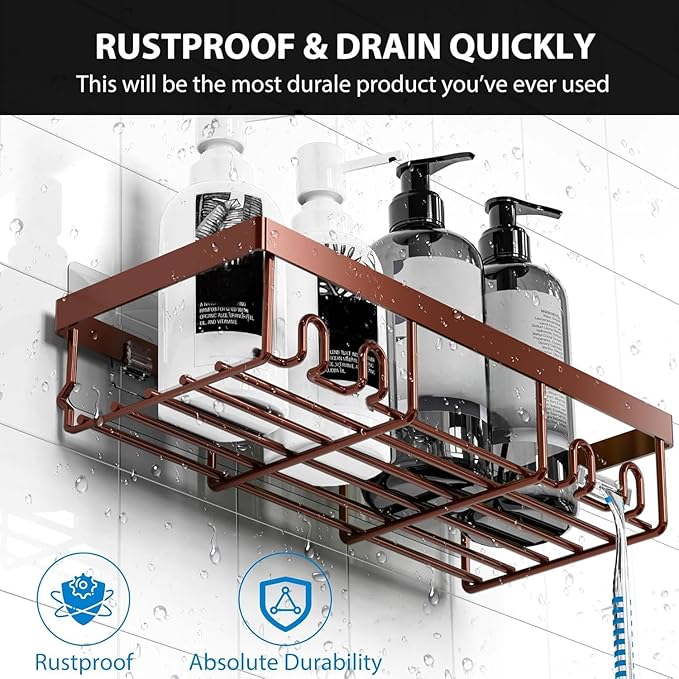 Moforoco Adhesive Shower Caddy Organizer Shelves Rack - 5 Pack Corner Bathroom Storage Organization, Home & Kitchen Decor Inside RV Accessories, Hanging First Apartment Household Camper Essentials
