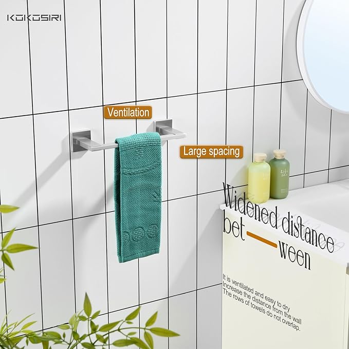 KOKOSIRI Bathroom Towel Holder 12 Inch Bath Towel Bars Kitchen Towel Hanger Necklace Holder Bathroom Accessories Stainless Steel Wall Mounted Brushed Nickel B4006BR-L12