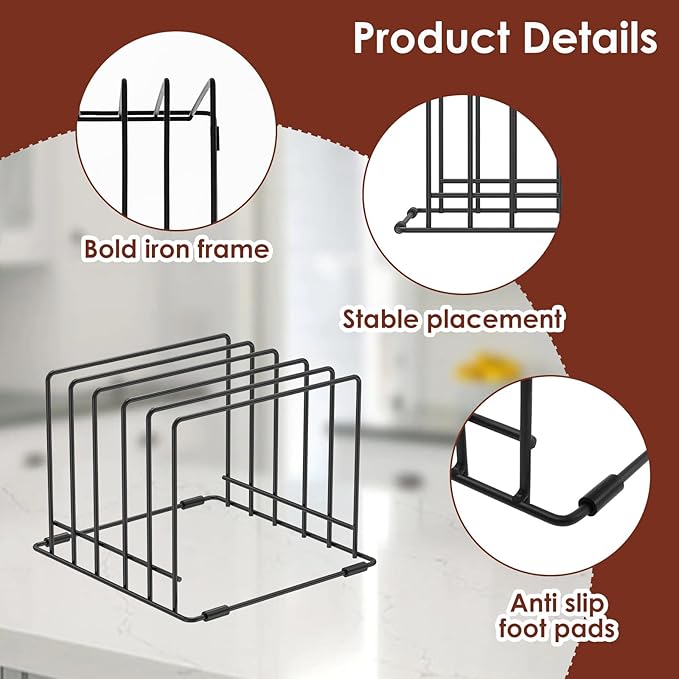 2 Pcs Kitchen Cabinet Cutting Board Organizer, Cookie Sheet Storage Rack, Stable and Non Slip, Iron Cutting Board Rack, Cabinet Dividers Holder for Cutting Boards and Cookie/Baking Sheets