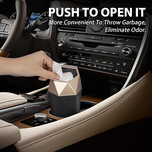 Car Trash Can with Lid - 1-Pack, Interior Accessories for Vehicles, Leakproof Garbage Can with 30 Detachable Trash Bags, Multipurpose Organizers and Storage Solutions for Home and Office