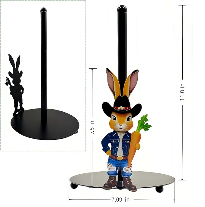 Bunny Paper Towel Holder Countertop, Freestanding Paper Roll Holder,Easy One-Hand Tear Kitchen Paper Towel Stand with Weighted Base,Cute Animal Home Decor for Kitchen and Bathroom Countertop(1 Pack)