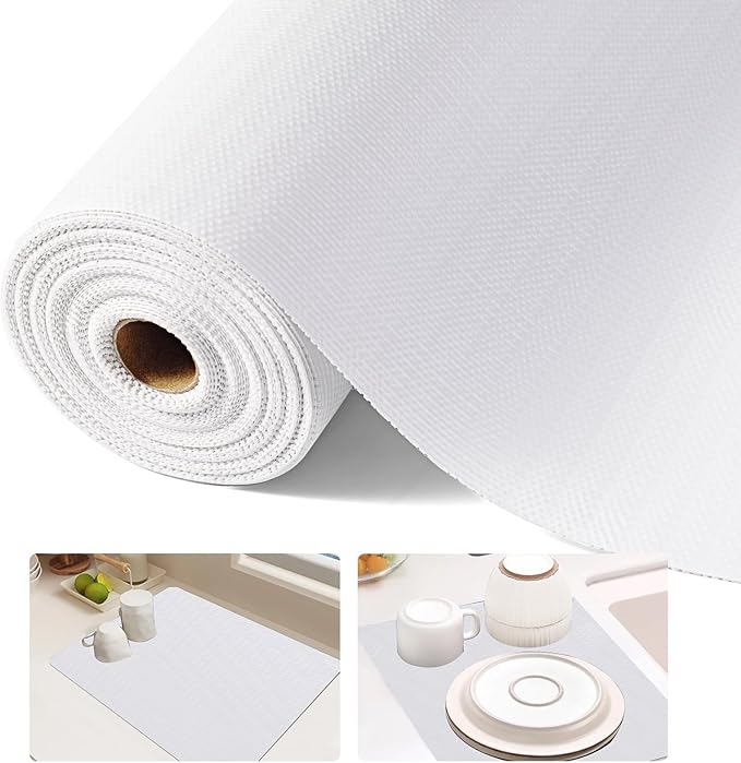 Shelf Liner, 11.8 Inches x 20 FEET Non-Slip Kitchen Cabinet Liner, Washable Oil-Proof Non-Adhesive Contact Paper for Drawer, Cabinet, Shelves, Cupboard, Refrigerator, Storage, Desks, Countertop